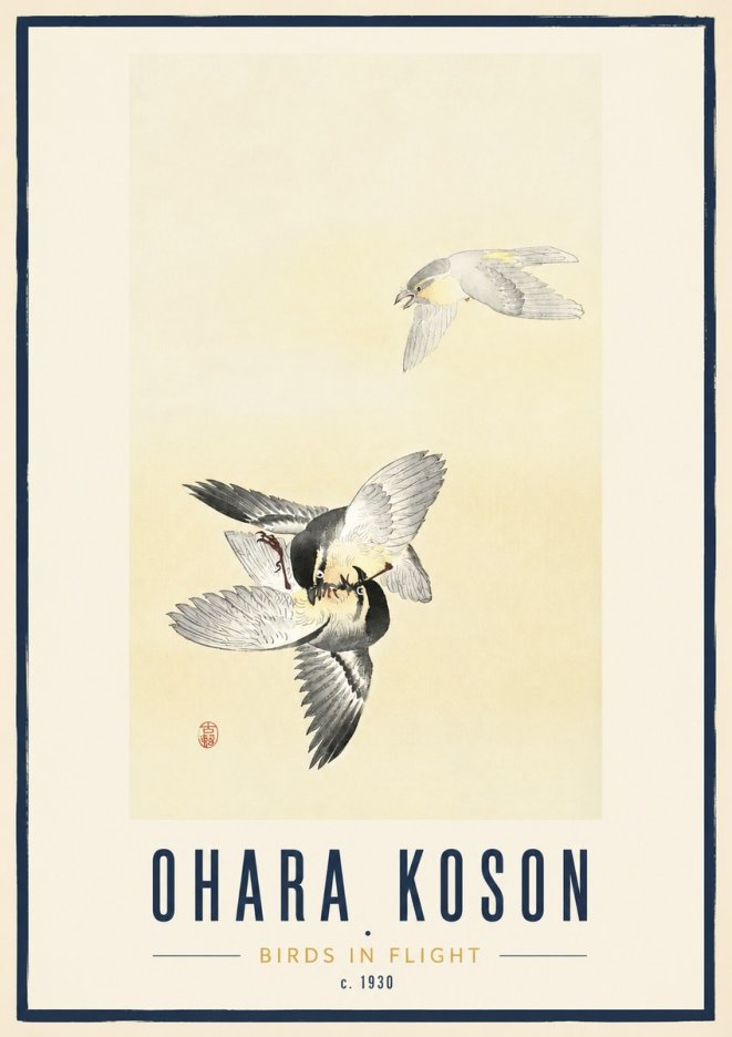 Ohara Koson Birds in Flight No3 - Poster