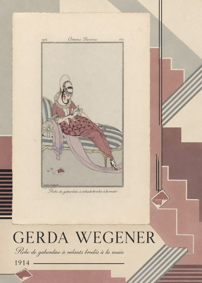 Gerda Wegener Robe De Gabardine À Volants Brodés À La Main I No4 - Poster