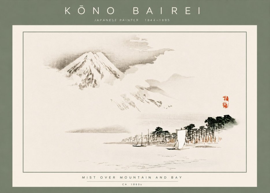 Kōno Bairei Mount Fuji with Boats No5 - Poster