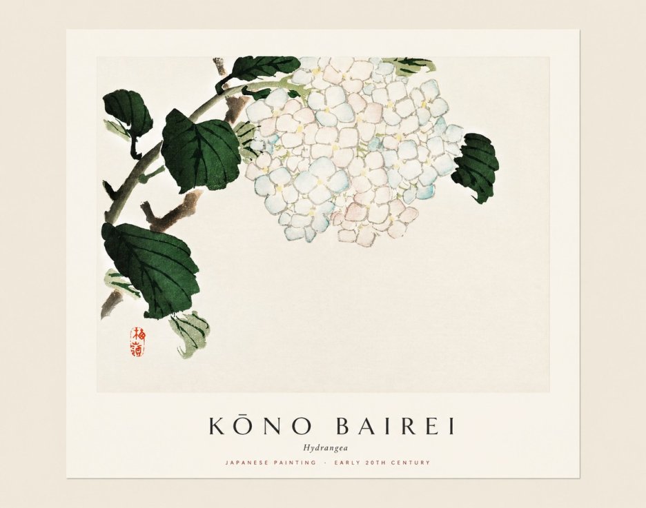 Kōno Bairei Hydrangea No1 - Poster