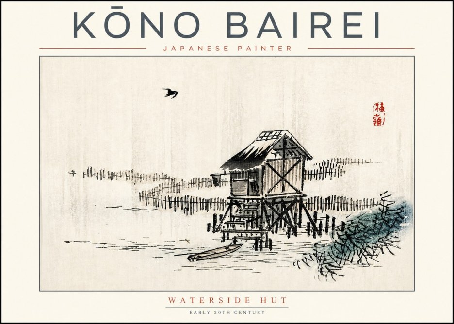 Kōno Bairei Waterside Hut No2 - Poster