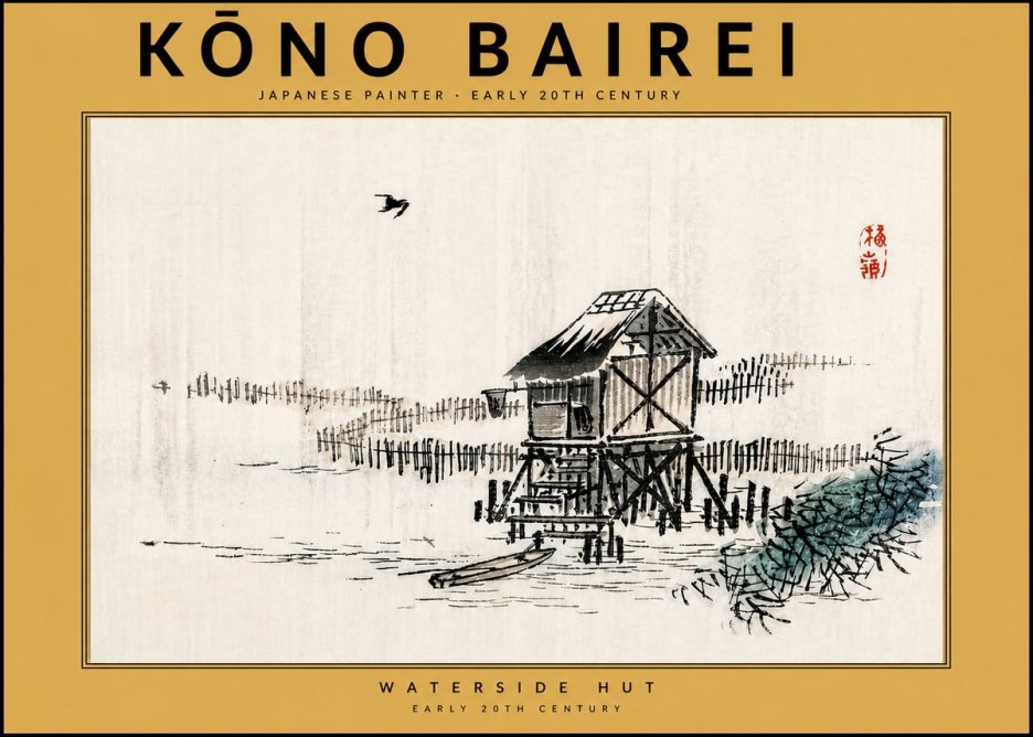 Kōno Bairei Waterside Hut No5 - Poster