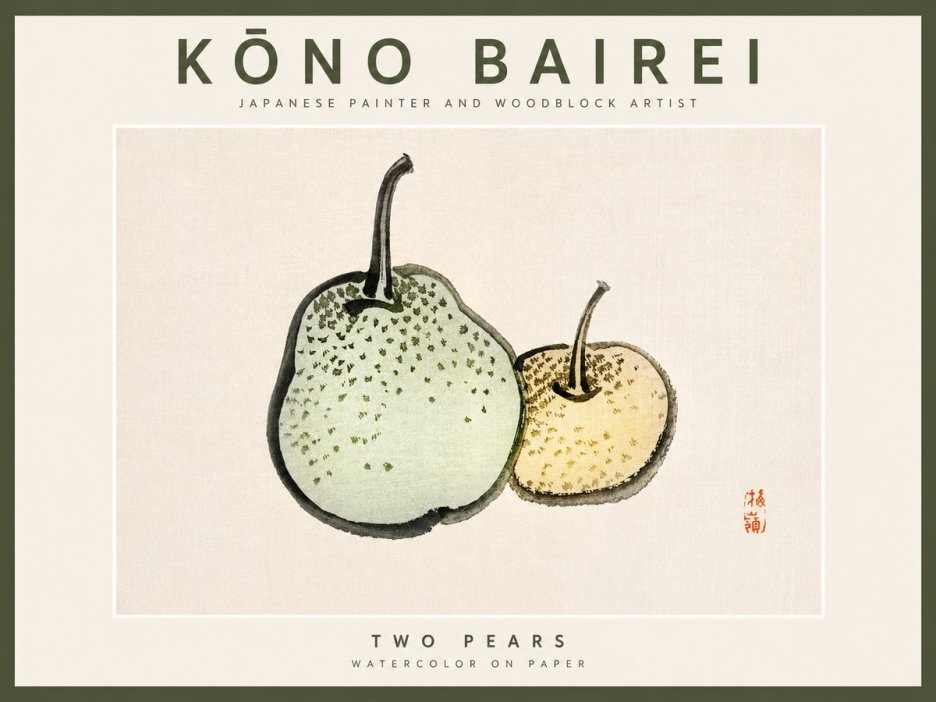 Kōno Bairei Two Pears No2 - Poster