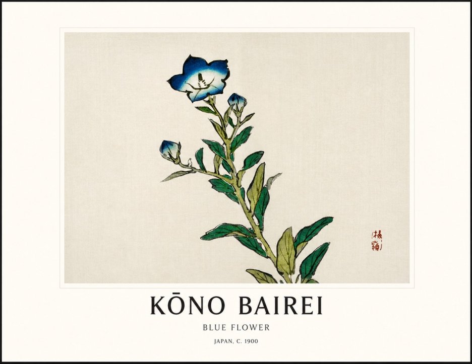 Kōno Bairei Blue Flower No1 - Poster