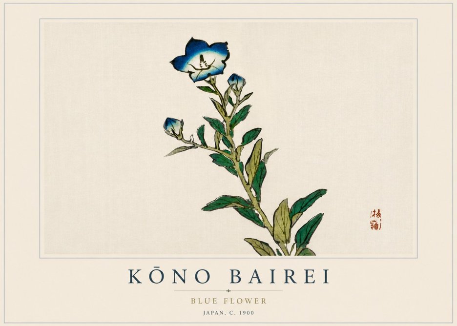 Kōno Bairei Blue Flower No4 - Poster