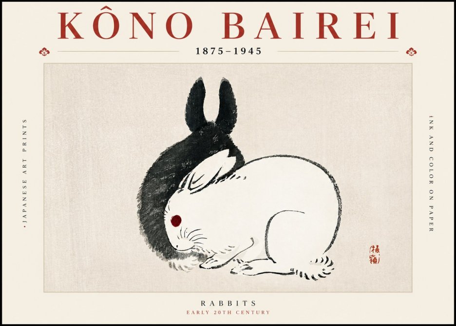 Kōno Bairei Rabbits No2 - Poster