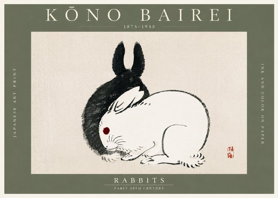 Kōno Bairei Rabbits No3 - Poster
