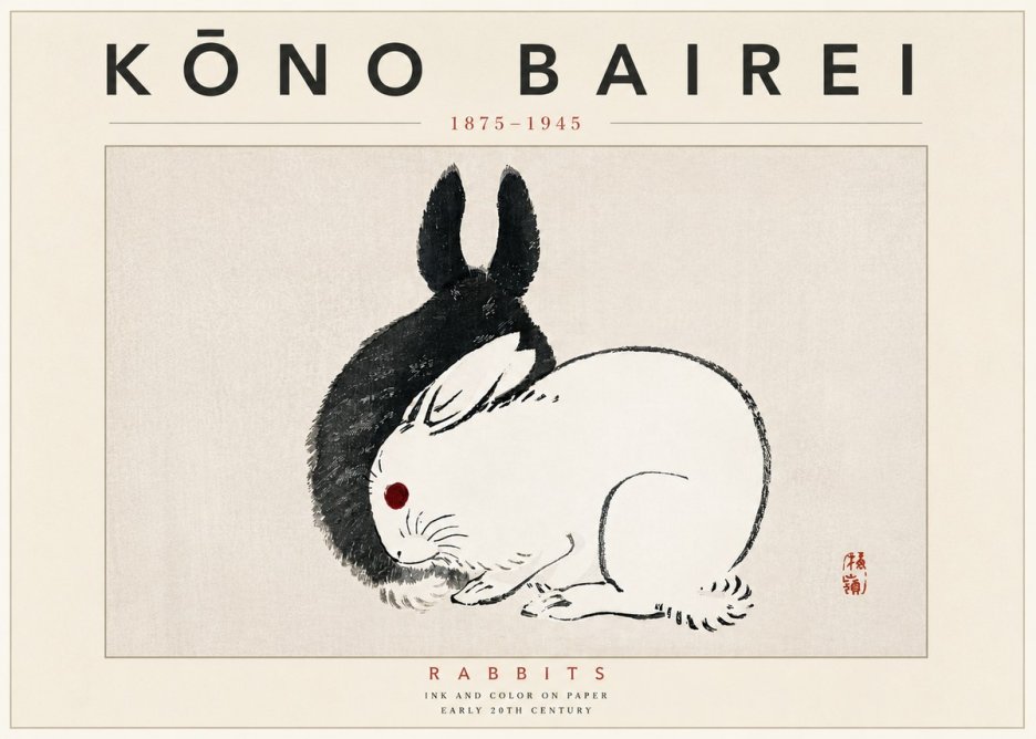 Kōno Bairei Rabbits No6 - Poster