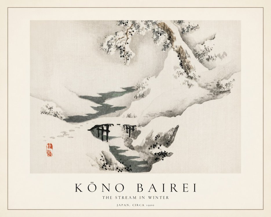 Kōno Bairei The Stream in Winter No1 - Poster