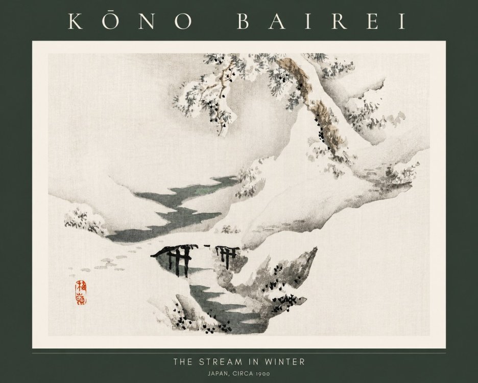 Kōno Bairei The Stream in Winter No2 - Poster