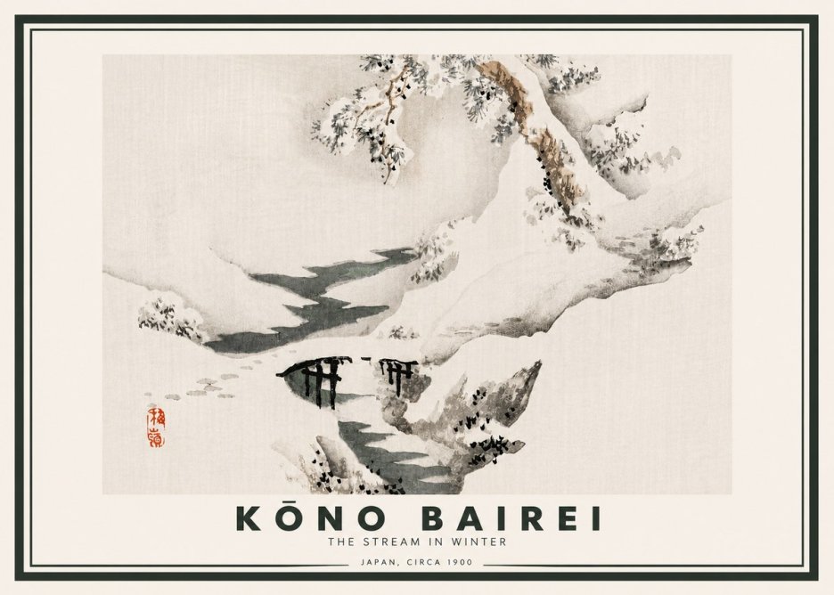Kōno Bairei The Stream in Winter No4 - Poster
