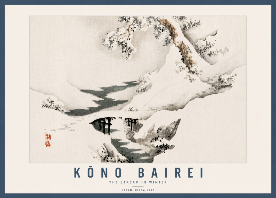 Kōno Bairei The Stream in Winter No6 - Poster