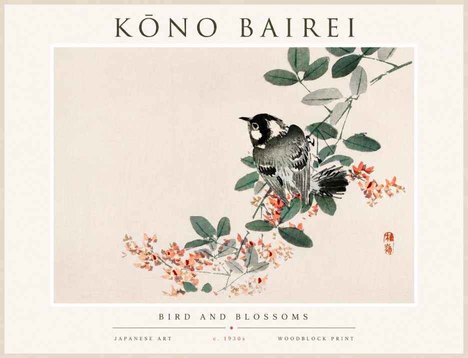 Kōno Bairei Bird and Blossoms No1 - Poster