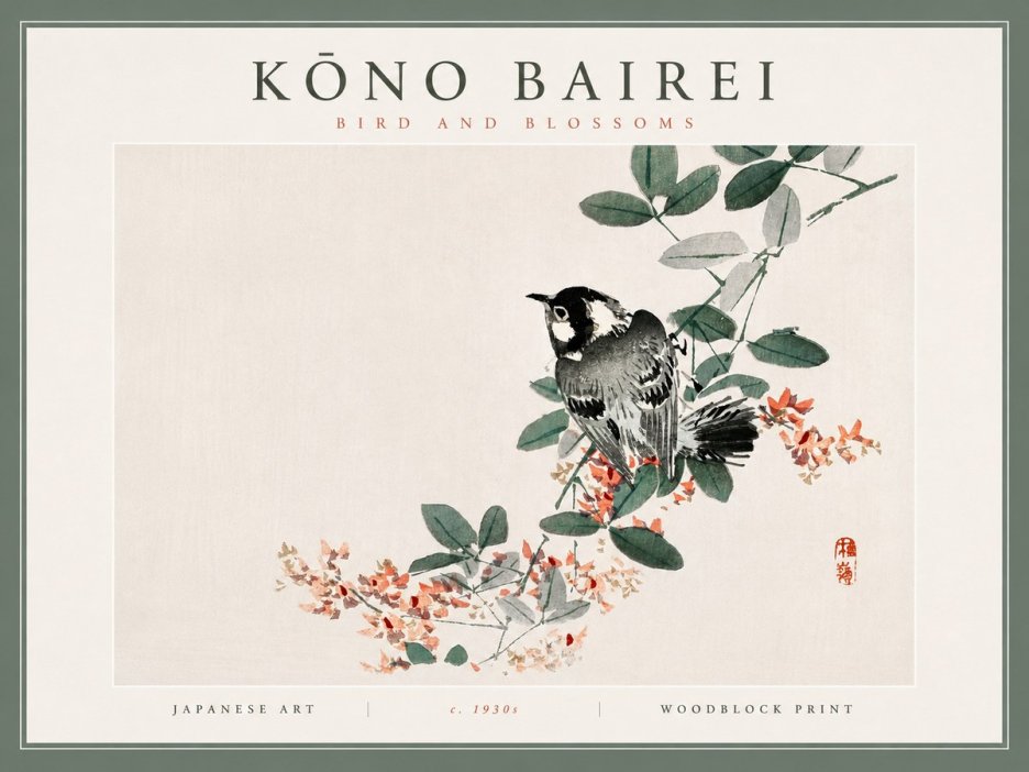 Kōno Bairei Bird and Blossoms No4 - Poster