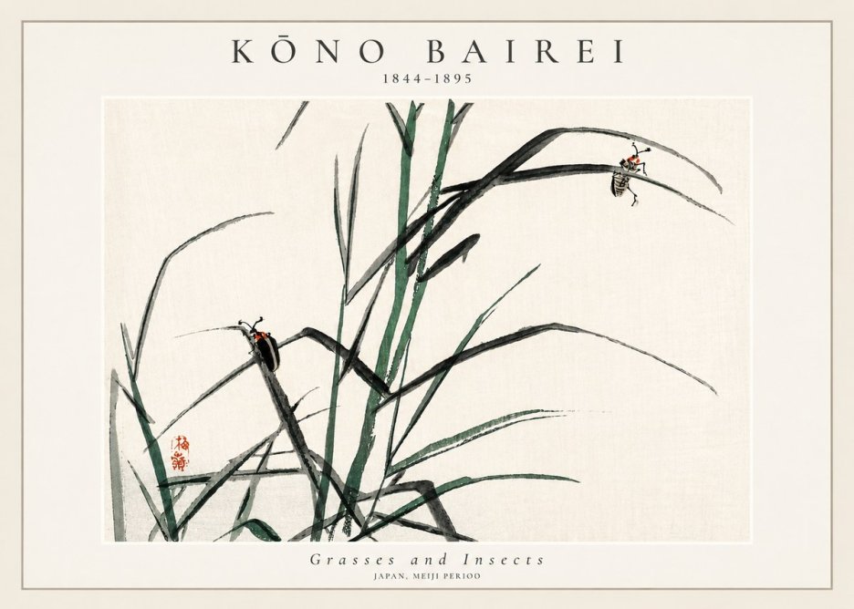 Kōno Bairei Grasses and Insects No3 - Poster