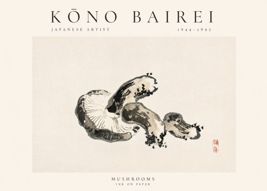 Kōno Bairei Mushrooms No1 - Poster