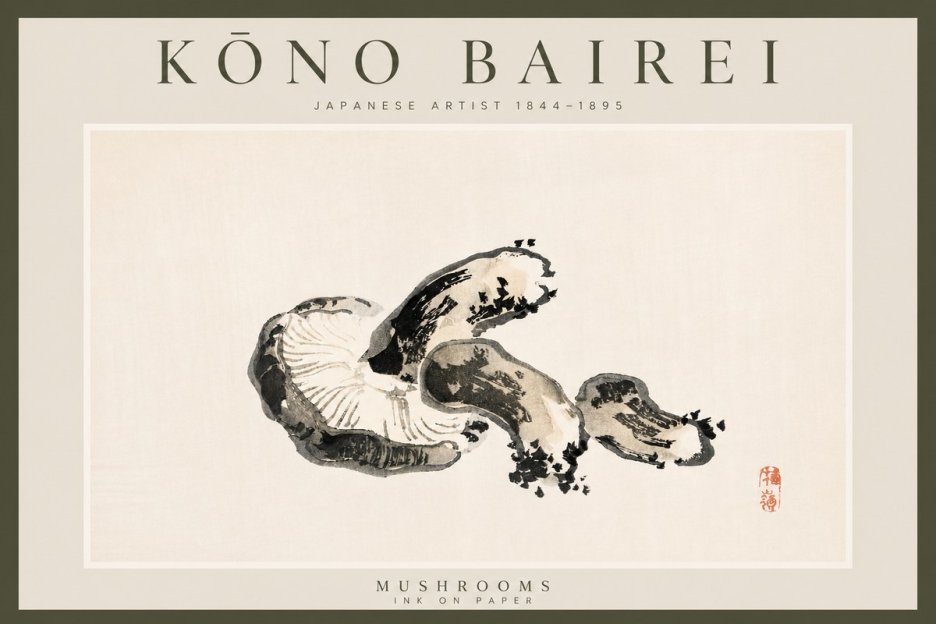 Kōno Bairei Mushrooms No3 - Poster