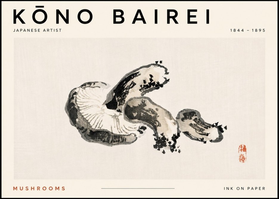 Kōno Bairei Mushrooms No5 - Poster