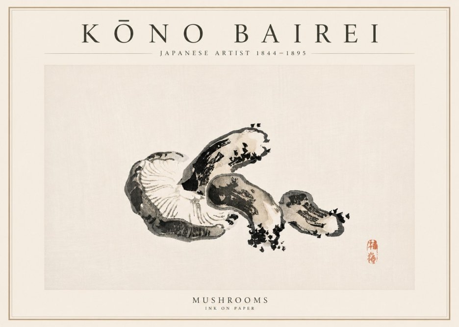 Kōno Bairei Mushrooms No6 - Poster