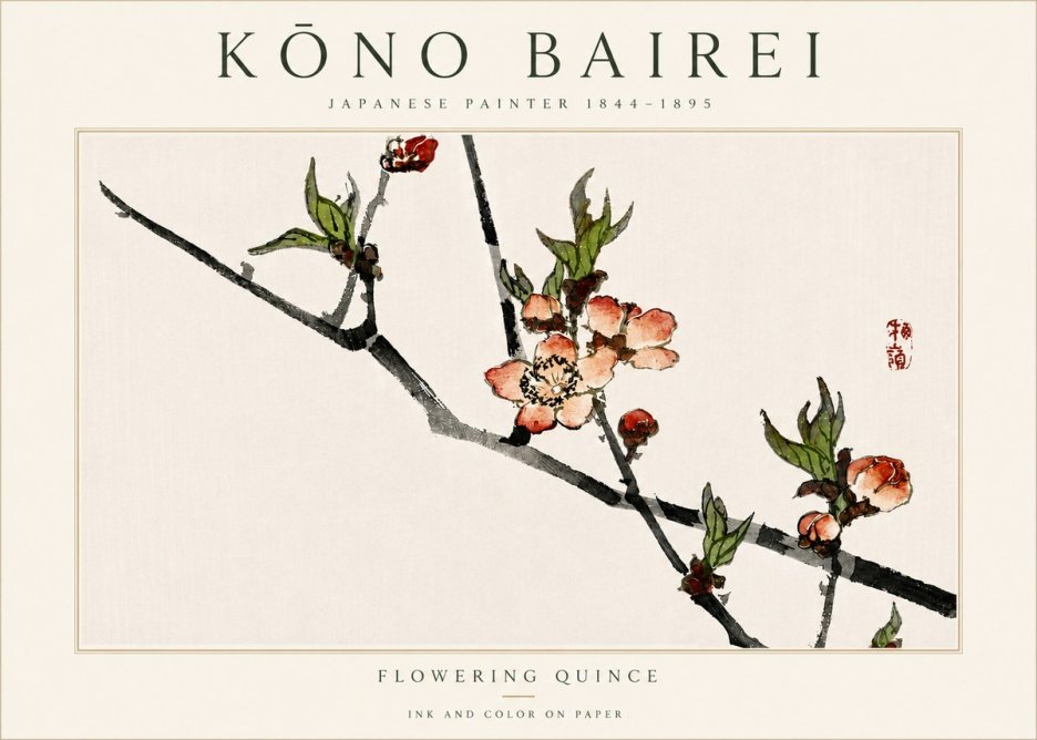 Kōno Bairei Flowering Quince No5 - Poster