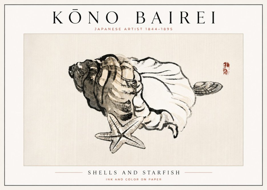 Kōno Bairei Shells and Starfish No3 - Poster