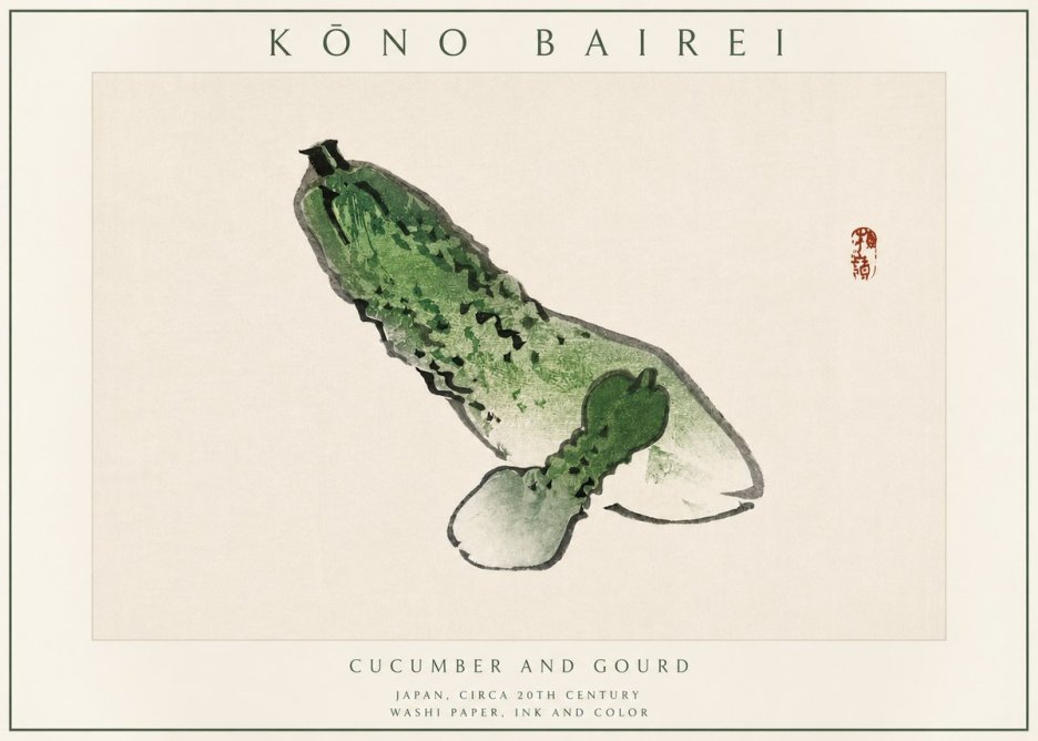Kōno Bairei Cucumber and Gourd No3 - Poster