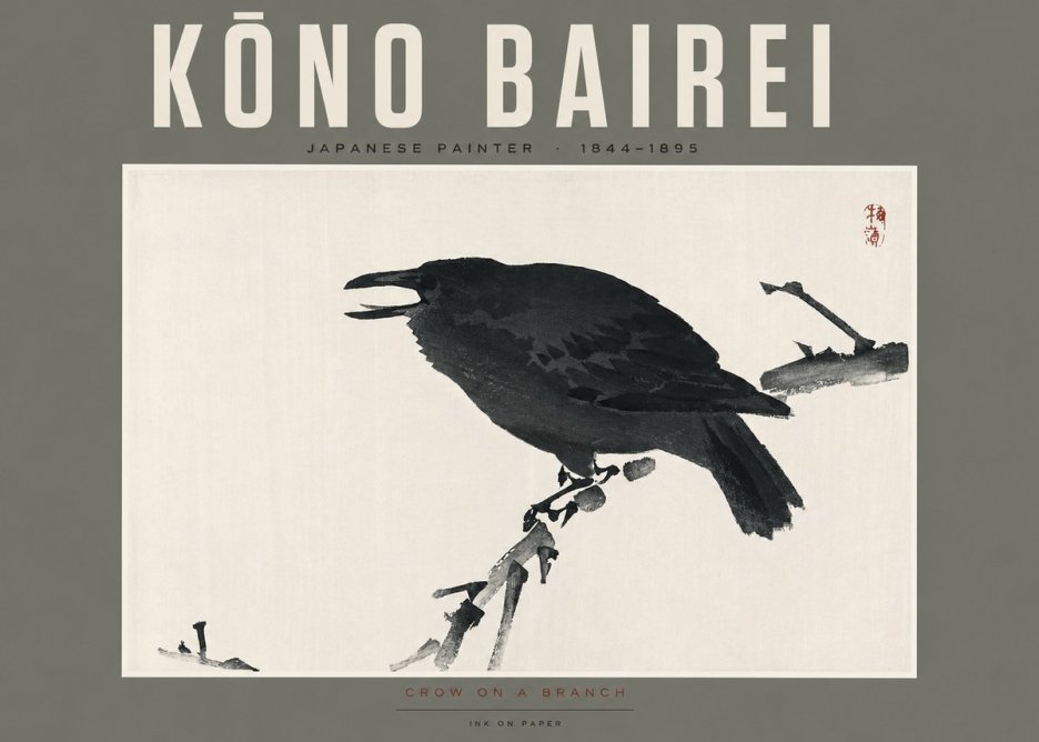 Kōno Bairei Crow on a Branch No2 - Poster