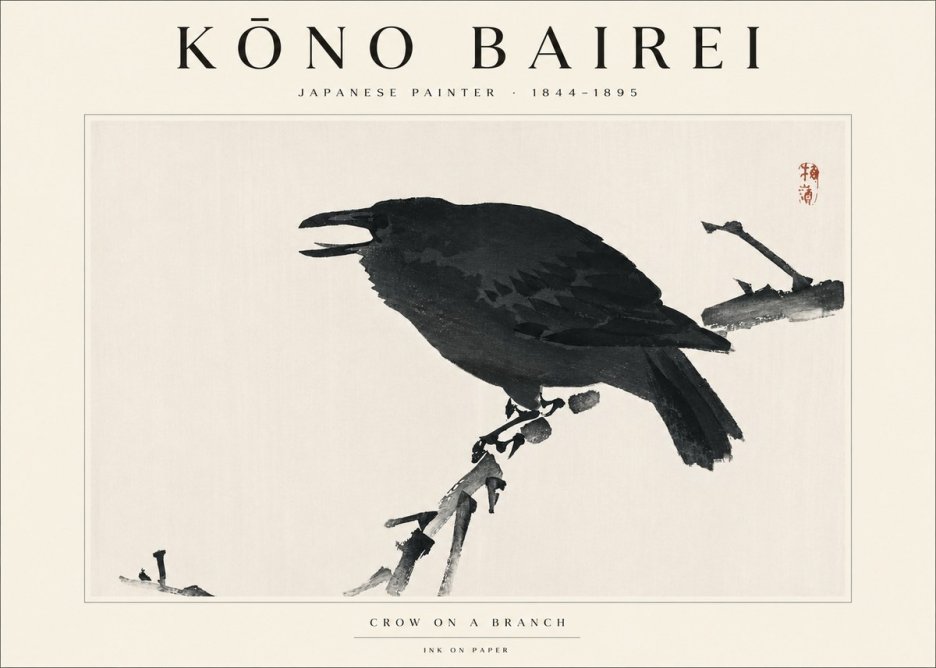 Kōno Bairei Crow on a Branch No3 - Poster