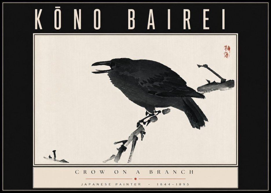 Kōno Bairei Crow on a Branch No4 - Poster