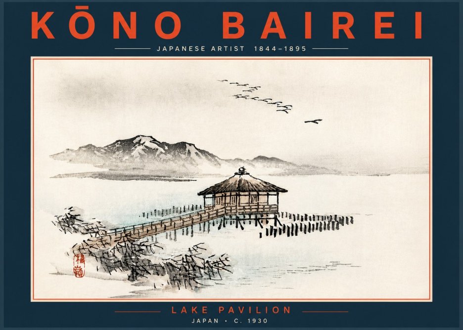 Kōno Bairei Lake Pavilion No5 - Poster