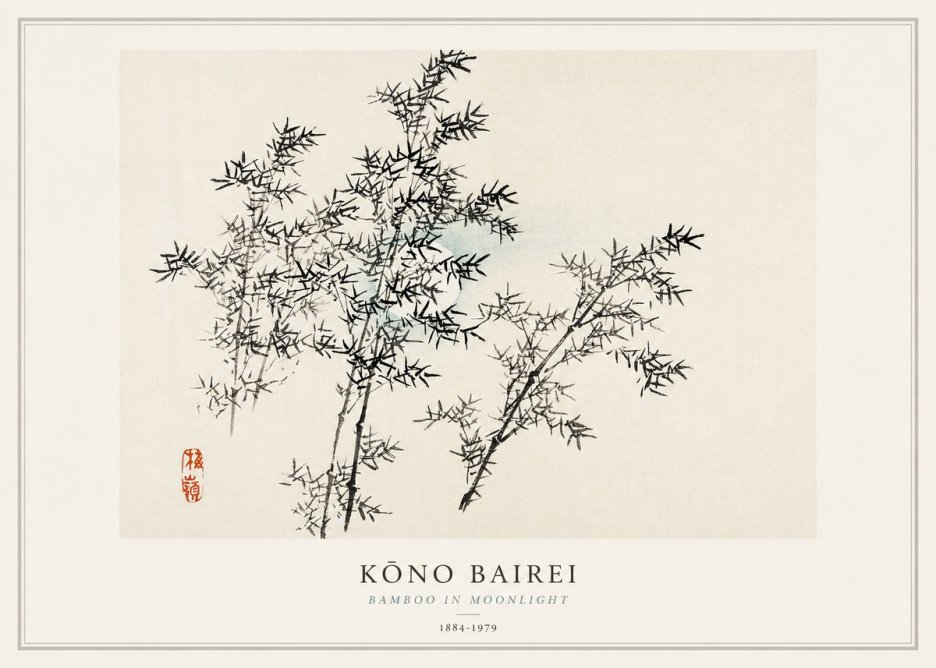 Kōno Bairei Bamboo in Moonlight No1 - Poster