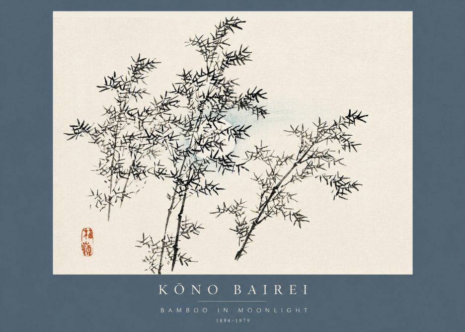 Kōno Bairei Bamboo in Moonlight No2 - Poster