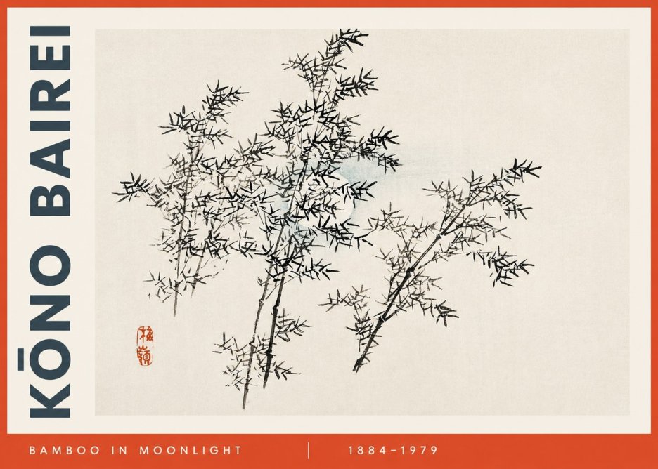 Kōno Bairei Bamboo in Moonlight No3 - Poster