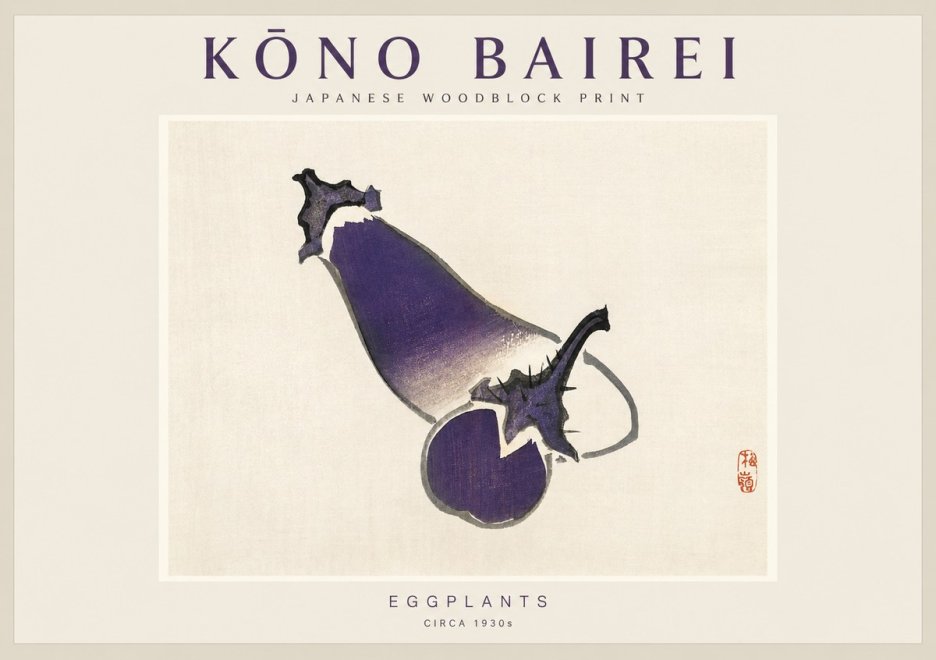 Kōno Bairei Eggplants No1 - Poster