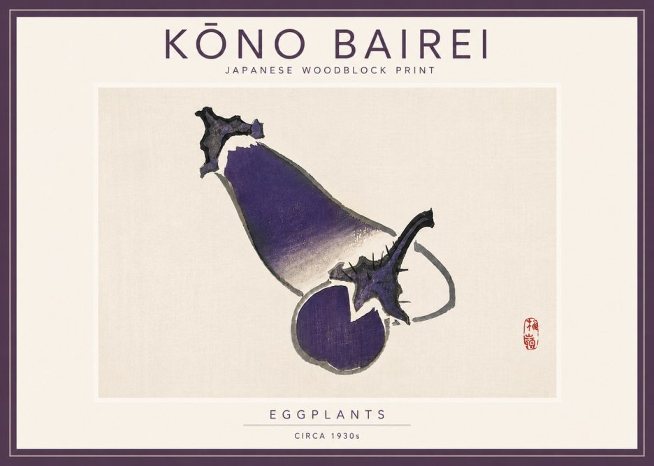Kōno Bairei Eggplants No5 - Poster