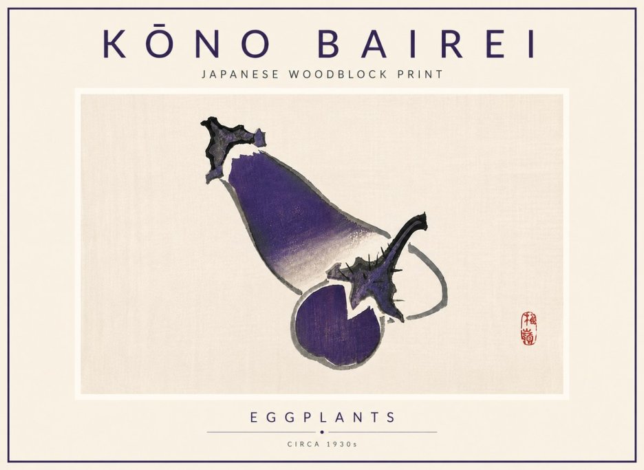 Kōno Bairei Eggplants No6 - Poster