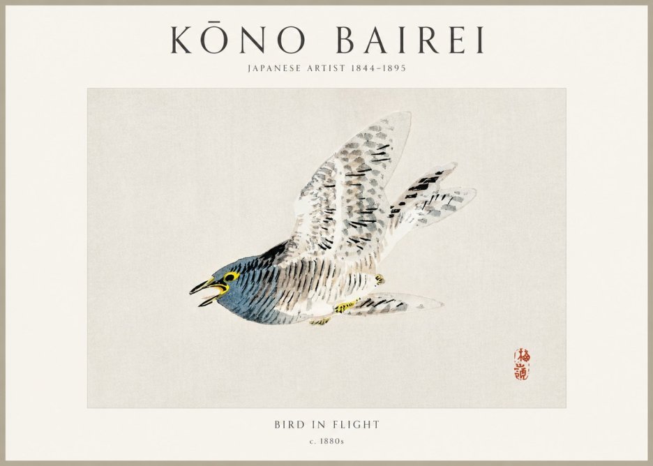 Kōno Bairei Bird in Flight No1 - Poster