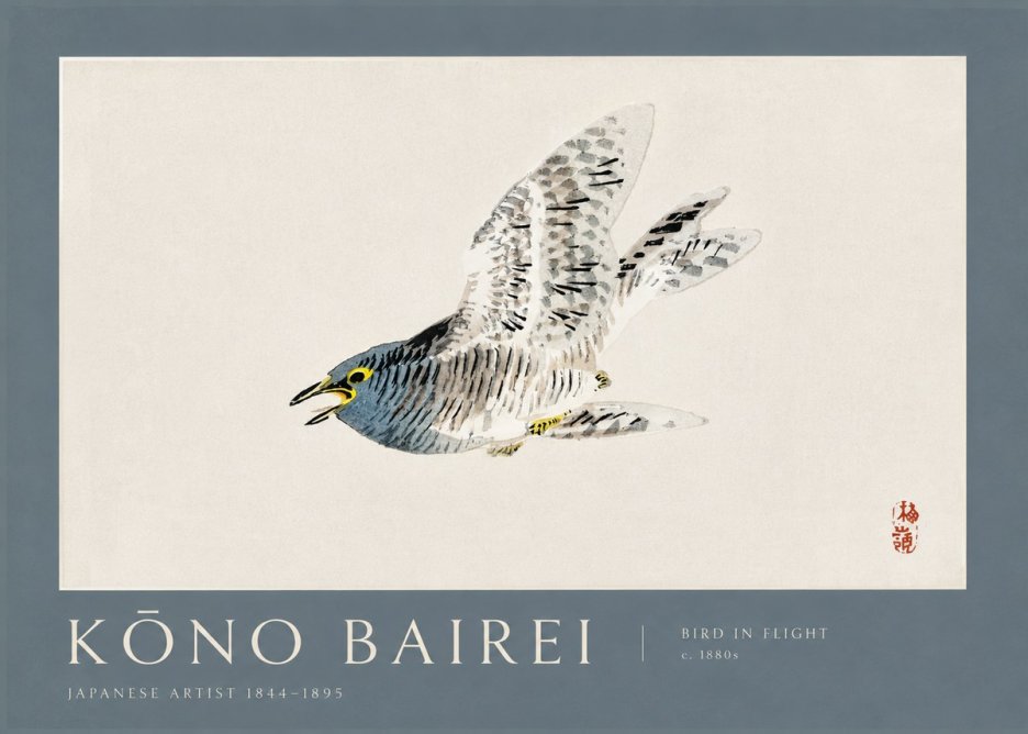 Kōno Bairei Bird in Flight No2 - Poster