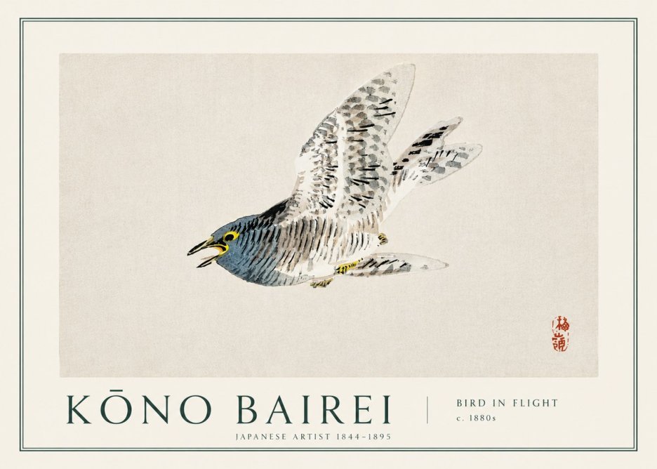 Kōno Bairei Bird in Flight No3 - Poster