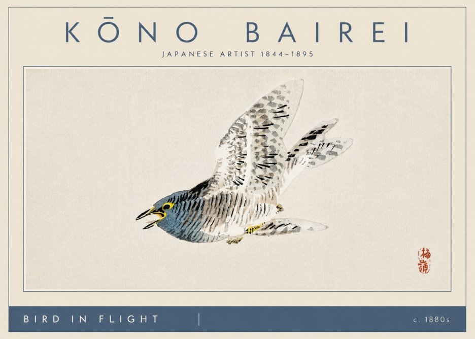 Kōno Bairei Bird in Flight No4 - Poster