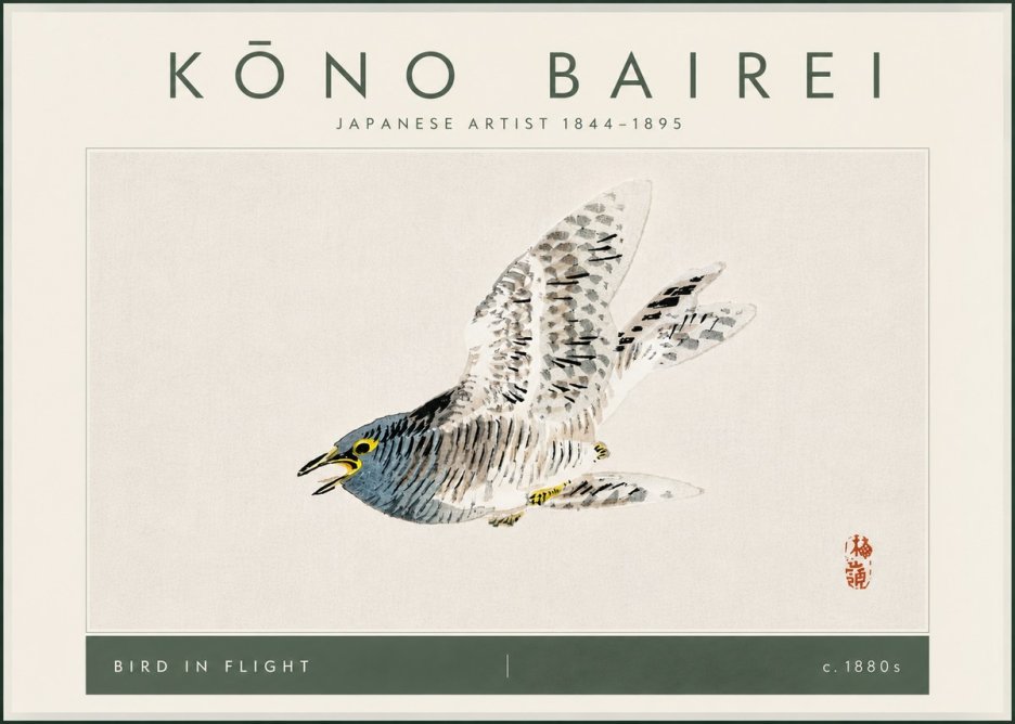 Kōno Bairei Bird in Flight No6 - Poster