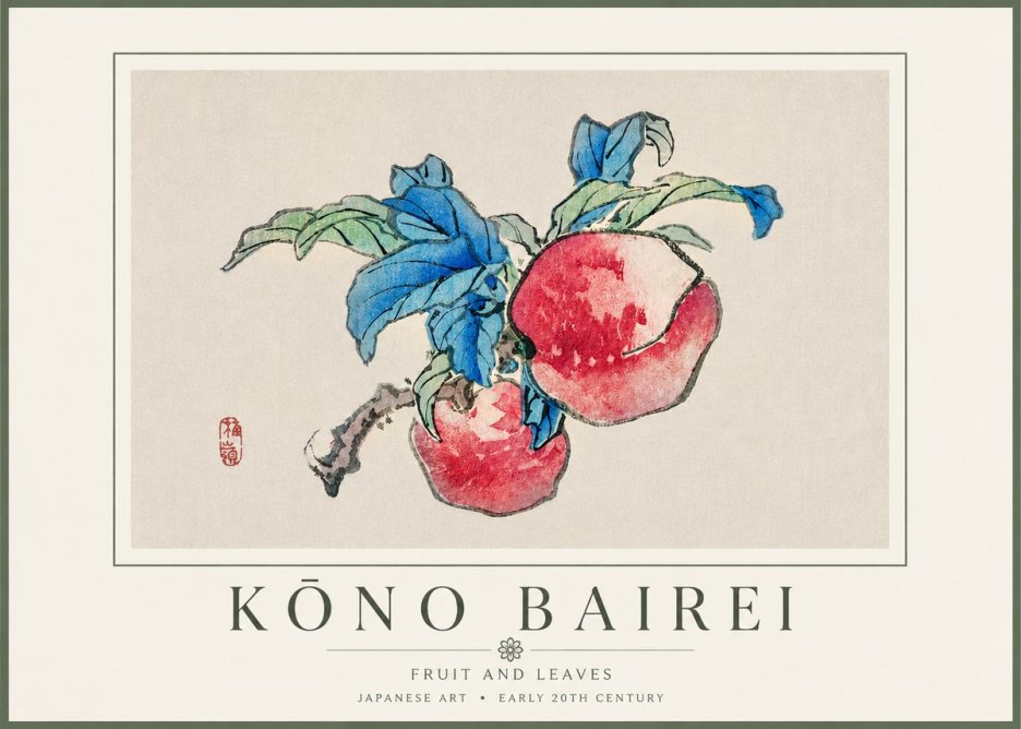 Kōno Bairei Fruit and Leaves No4 - Poster