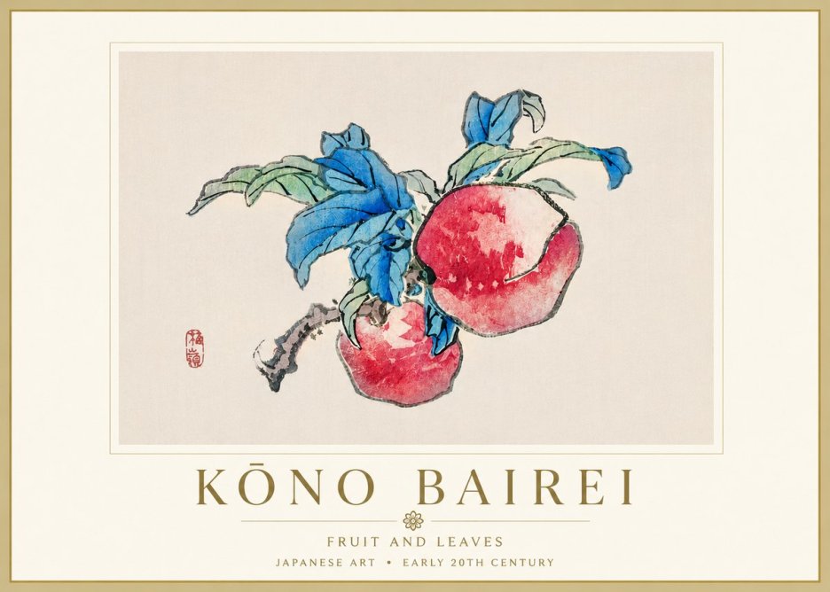 Kōno Bairei Fruit and Leaves No6 - Poster