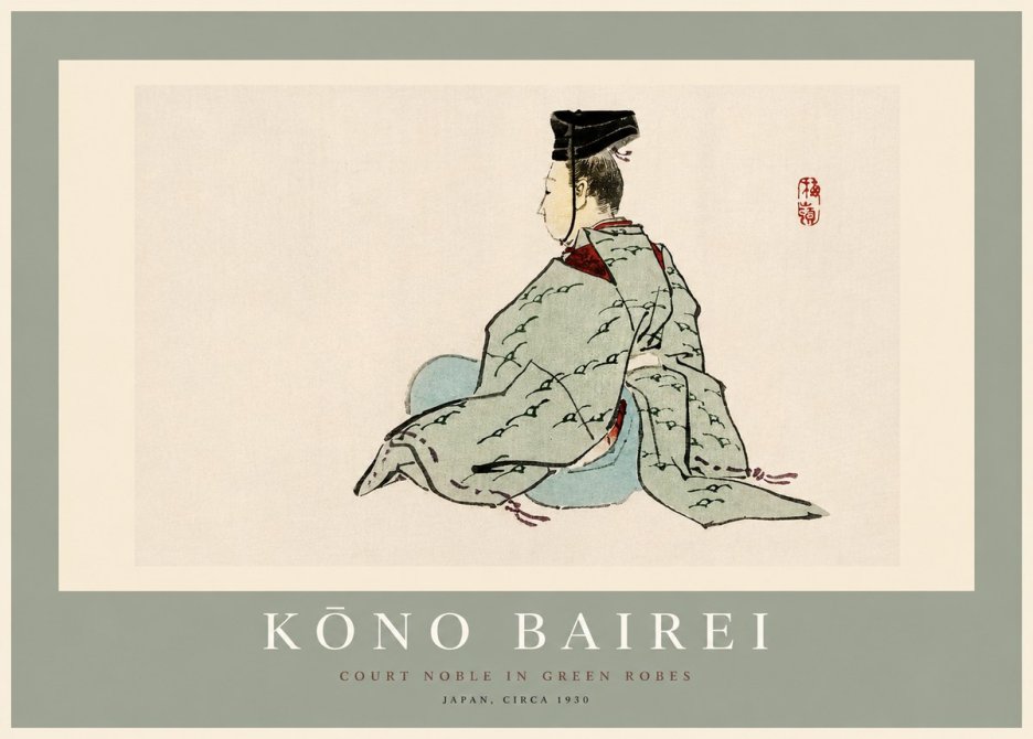Kōno Bairei Court Noble in Green Robes No2 - Poster