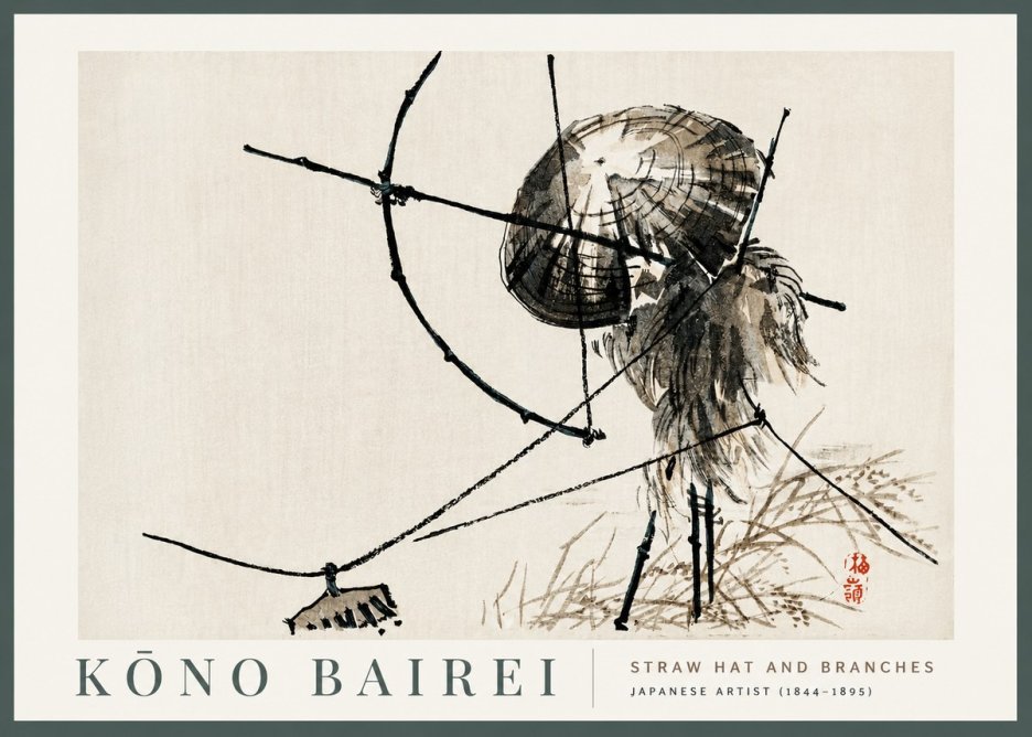 Kōno Bairei Straw Hat and Branches No2 - Poster