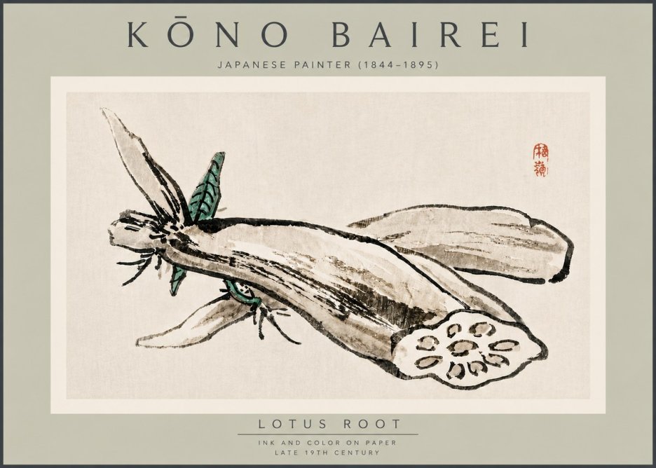 Kōno Bairei Lotus Root No5 - Poster