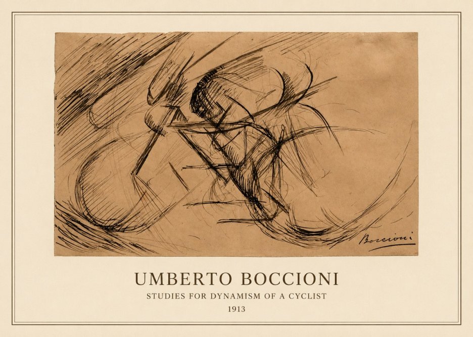 Umberto Boccioni Studies for Dynamism of a Cyclist No4 - Poster