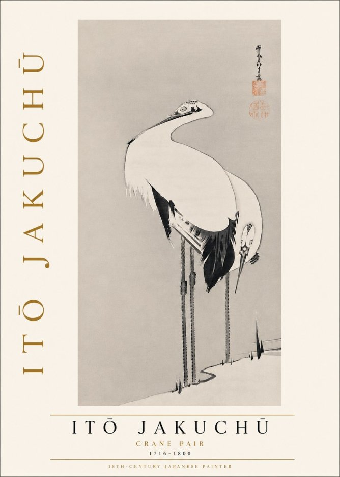 Itō Jakuchū Crane Pair No5 - Poster
