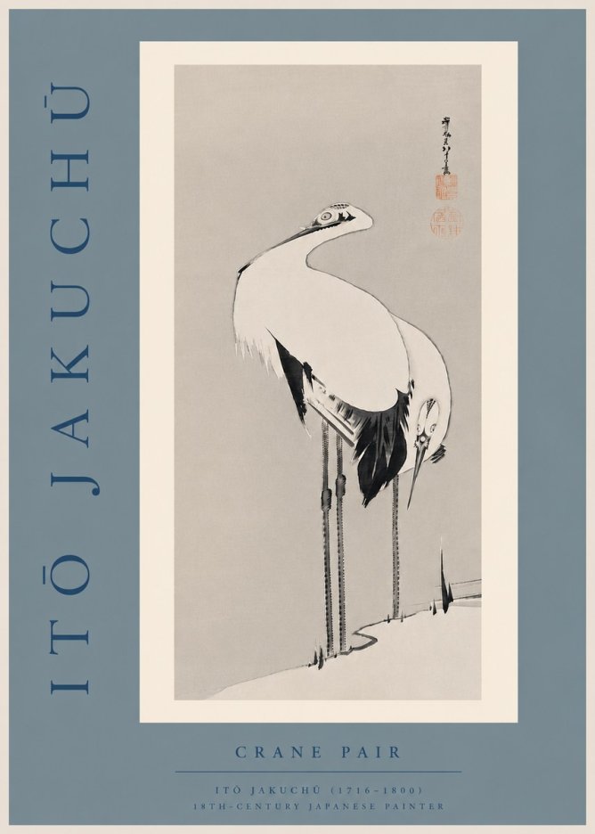 Itō Jakuchū Crane Pair No6 - Poster