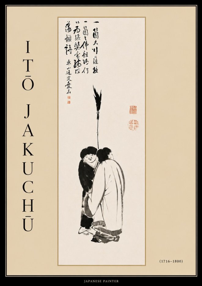 Itō Jakuchū Two Figures Holding a Staff No4 - Poster